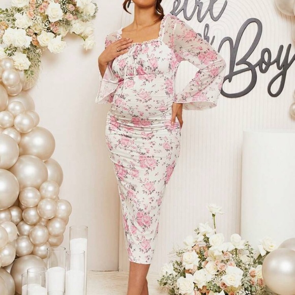 SHEIN Maternity Floral Pink and White Dress size XL - Picture 1 of 4